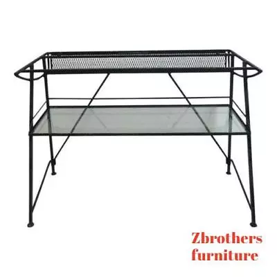 Vintage Industrial Steel Mesh Writing Desk Console Work Station Base Only • $489