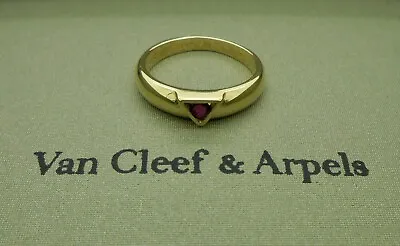 Authentic Vintage Van Cleef & Arpels Ruby 18k Yellow Gold Ring Size 51 • $1198.15