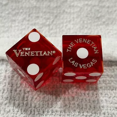 Pair Venetian Casino Dice Las Vegas NV - Clear Red Matching Numbers 3524 • $15