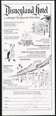 1969 Disneyland Hotel Monorail Art Vintage Travel Print Ad • $19.99