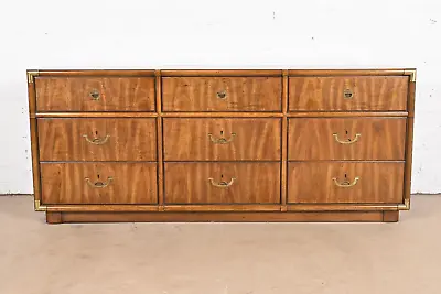 Drexel Heritage Hollywood Regency Campaign Walnut Dresser Or Credenza 1970s • $2795