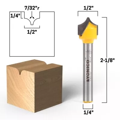 $10.95 • Buy 7/32  Radius Round Over Groove Router Bit - 1/4  Shank - Yonico 13073q