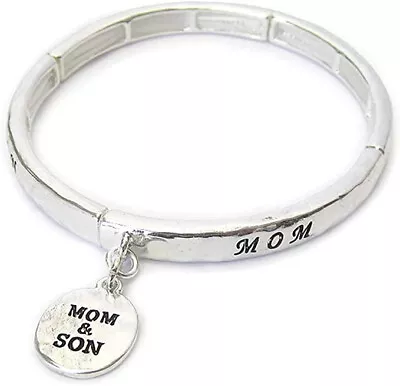 Mom And Son Dangle Charm Stretch Bracelet For Women • $15.95