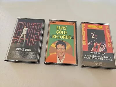 Elvis Presley 4 Cassettes Lot TV Special Gold Records Burning Love Blue Hawaii • $20