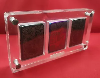 5 X 3 Spaces Acrylic Display Frame Stand Case Box For Zippo Dunhill All Lighters • $217.50