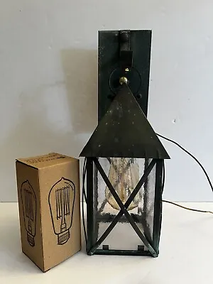 Vintage Georgian Art Lighting USA Copper Patina Outdoor Porch Light Lantern • $79.99