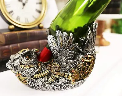 Ebros Steampunk Great Horned Owl Wine Bottle Holder With Painted Gearwork • $31.99