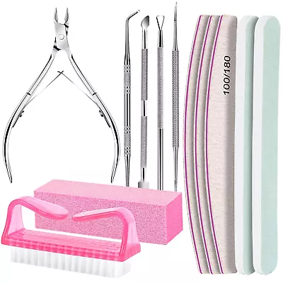 Nail Care Tool Kit Nail Files 100/180 Nail Buffer Block Cuticle Nippers Cuti • $13.95