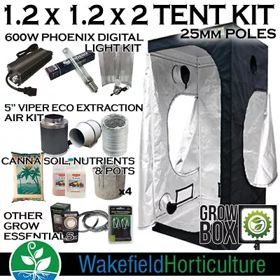 Grow Box 1.2m Tent Kit 25mm Poles - Digital Light Kit - 5  Extraction - NutesEtc • £284.99