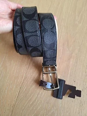 Coach F64825 Reversible Belt Modern Harness Cut To Size  Signature Nickle NWT • $59