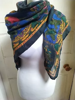 India Vintage Scarf/Shawl Flying Duck/Paisley Pattern Super Colourful Print 43 X • £4.99