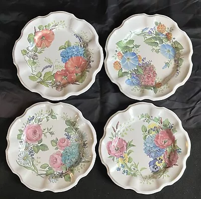 4 J Willfred Charles Sadek Assorted Floral 10 1/2” Scalloped Dinner Plates • $14