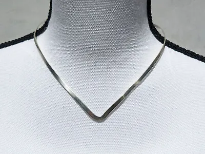 Vintage Taxco Mexico Sterling Silver 4mm Elongated Buckle Torque Choker Necklace • $47.95