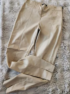 Zara WOMENS Leather Look Skinny Leggings Trousers Cream UK 8 S New • £12.99