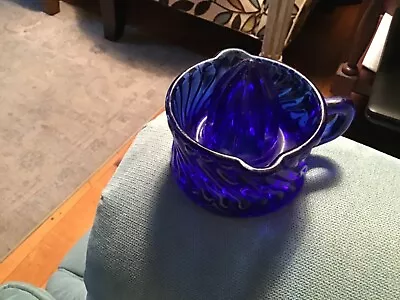Vintage Cobalt Blue Swirled Depression Glass Juicer Reamer 4” Double Spout • $25