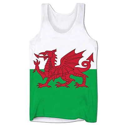 New Men Wales Welsh Flag Cymru Am Byth Rugby Football Tank Tops Gym Vest Top • £9.99