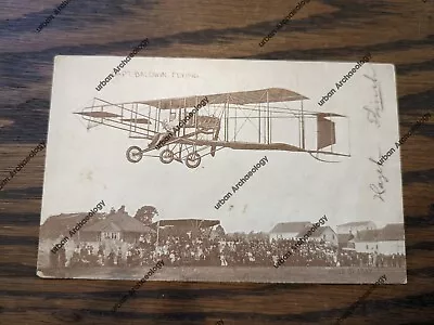 Antique 1910 Airplane Aviation Flying Postcard Capt Baldwin Flying Vintage Rcpt • $24