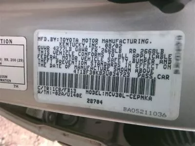 $650 • Buy Engine 3.0L VIN F 5th Digit 1MZFE Engine 6 Cylinder Fits 00-03 CAMRY 511723