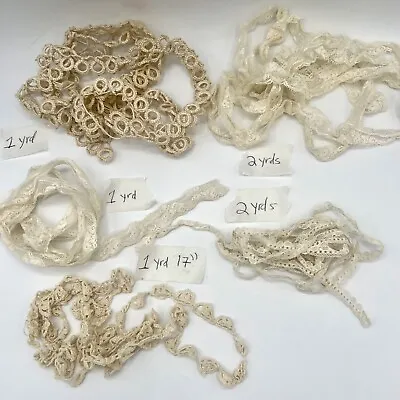 Vintage Antique Lace Trim  Sewing Crafts Edging Clothes Doll Cream 7 Yrds • $23.99