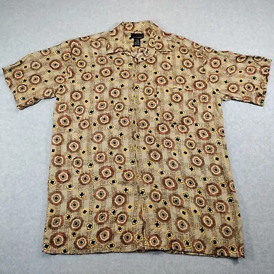 JF J. Ferrar Shirt Mens LT Large Tall Button Up Beige Red Gold All Over Print • $10