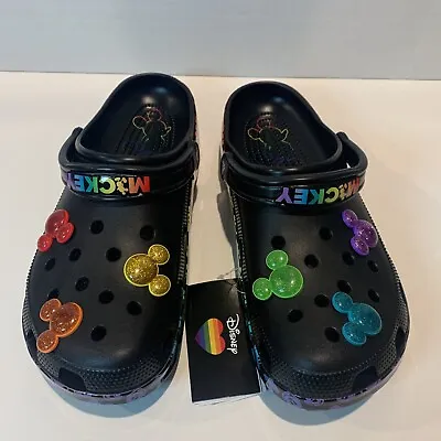 Crocs X Disney Rainbow Pride Celebration Mickey Mouse Classic Clog Men’s Size 12 • $64.99