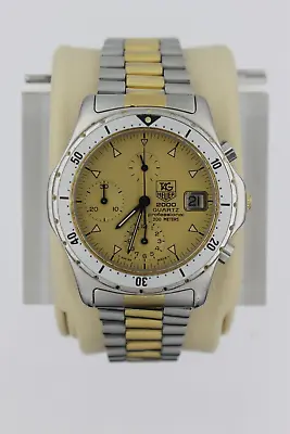 Tag Heuer 2000 Gold Professional 274.006 Silver Mens Watch Chronograph Vintage • $485