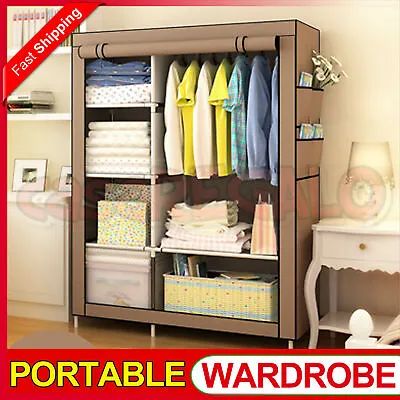 $32.29 • Buy Portable Clothes Closet Wardrobe Storage Cabinet Organiser Unit With Shelf