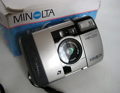 Minolta Vectis 200 IX-Date Silver Point & Shoot APS Film Camera! Exsellent! • $35