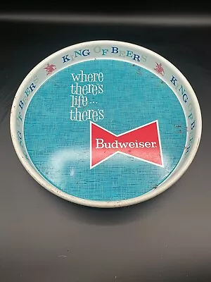 Vintage Where There's Life Theres Budweiser Metal Beer Tray 13 In Bar Ad Promo • $28.95