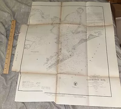 Antique US COAST SURVEY Bache Preliminary Chart Of Galveston Bay Texas 1855 4th • $149