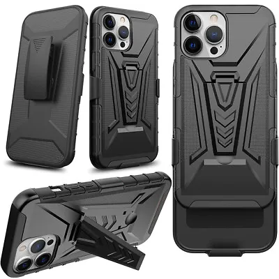 Heavy Duty Hybrid Phone Case Cover With Kickstand & Anti-Slip Belt Clip Holster • $19.24