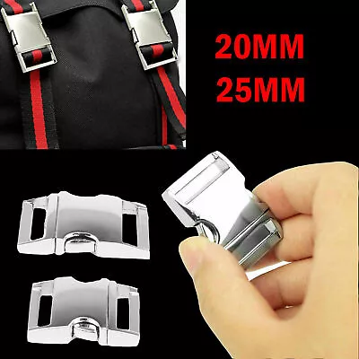 5pcs Silver Metal Buckle Webbing Strap Bag Fastener Side Release Clasp Clip UK • £7.98