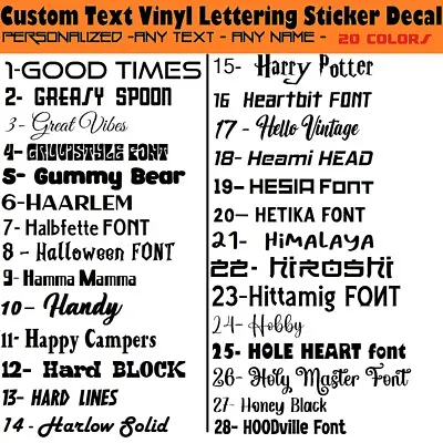 Custom Made Decal Vinyl Lettering Sticker  ANY TEXT - ANY NAME - 20 Colors [5 • $1.79