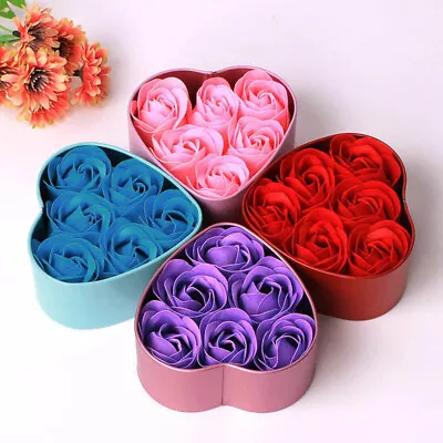 6Pcs Bath Body Petal Rose Flower Soap Valentine's Day Gift Heart Shape Gift Box • $10.75