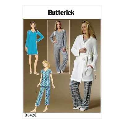 £11.75 • Buy Butterick Ladies Easy Sewing Pattern 6428 Pyjamas, Nightie & Dressing Gow...