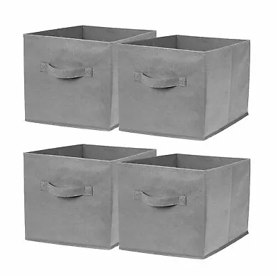 4x Foldable Canvas Storage Collapsible Folding Box Fabric Cube Cloth Basket Bag • £11.95