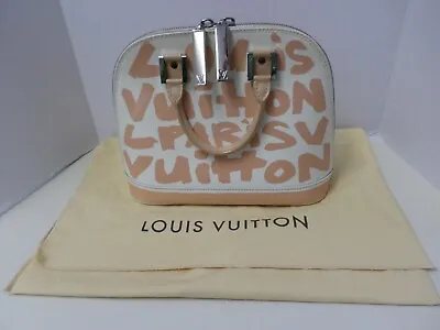 LOUIS VUITTON Monogram Graffiti Alma MM Hand Bag Blanc Beige • £1249.85