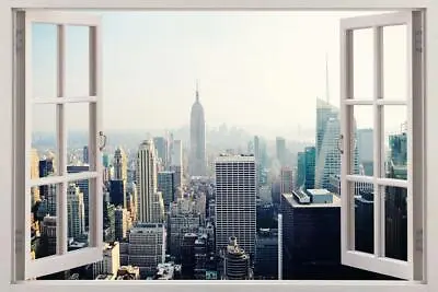 New York Manhattan Skyline 3D Window View Decal WALL STICKER Decor Art DIY H89 • £21.72