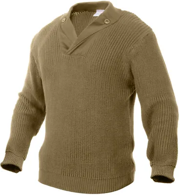 Thick Knit Ribbed Military WWII Style Mechanics Sweater With Elbow Patches • $67.99