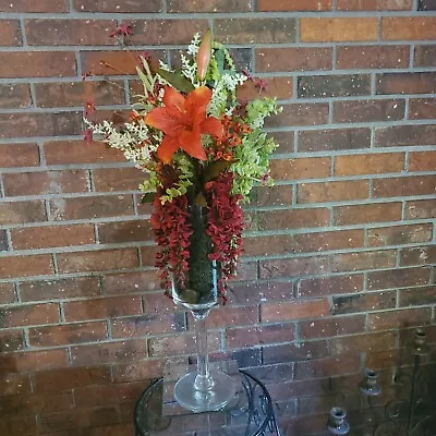 BEAUTIFUL VASE OF ARTIFICIAL FLOWERS 32  TALL In 19  VASE • £28.95