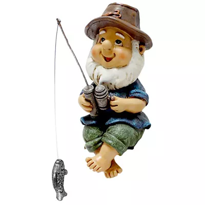 Fishing Gnome Garden Gnome Statue Naughty Gnome Figurine Dwarf Sculpture ⇞ • $19.89