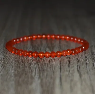 Natural 4mm Carnelian Beaded Bracelet Red Gemstone Stretch Bracelet For Healing • $10.35