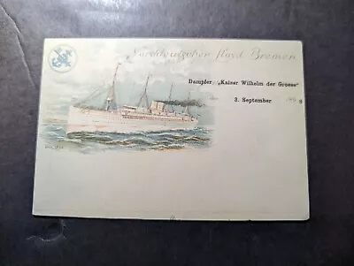 Mint Germany Norddeutscher Lloyd Menu Postcard Dampfer Kaiser Wilhelm Der Grosse • $300