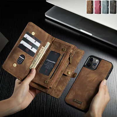 $28.88 • Buy For IPhone 13 12 Pro Max 7 8 Removable Magnetic Leather Wallet Zipper Case Cover