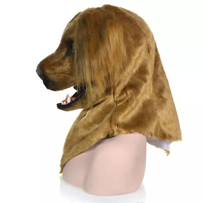 Yellow Dog Ears Long Hair Head Mascot Costume Can Move Mouth Halloween Cosplay • $181.12