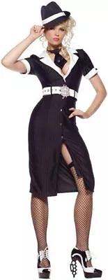 Gangster Moll Mob Mafia Pinstripe 3 Pc. Fancy Dress Halloween Sexy Adult Costume • $49.95