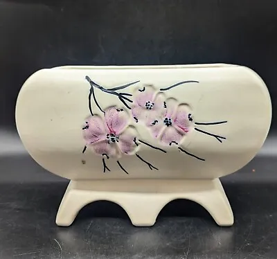 Vintage McCoy Ceramic Art Pottery Floral Cherry Blossom Decorated Planter Vase  • $47.99