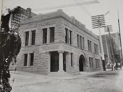 C. 1920's Photo Granite? Telephone Building Corner Street View Montana Print • $17.95