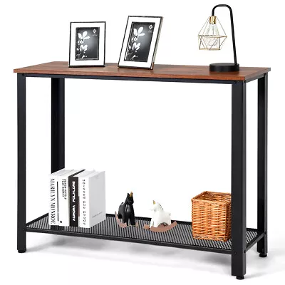 Modern Bar Coffee Table Console Sofa Table Home Metal Frame Wood Look Black • $54.99