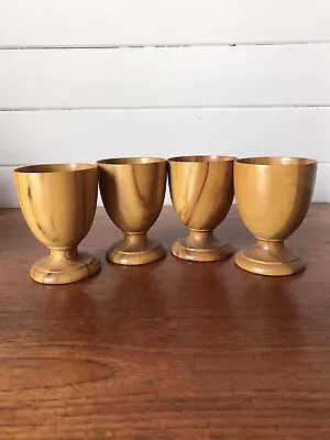 Four Vintage Hand Turned Wooden Goblets 150ml • $45